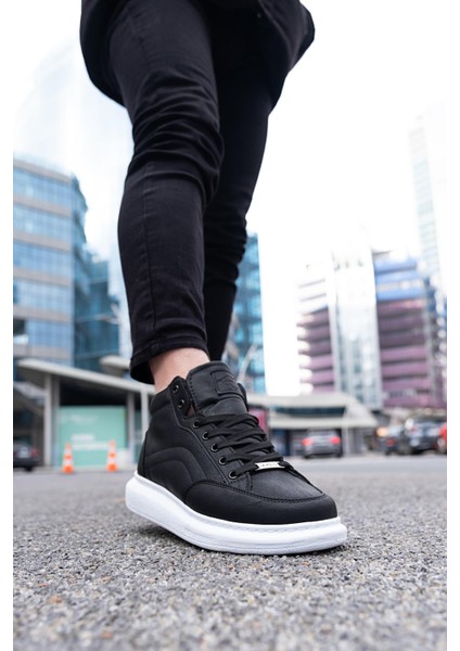 097 Siyah Renk Beyaz Tabanlı Erkek Günlük Ayakkabı modelleri