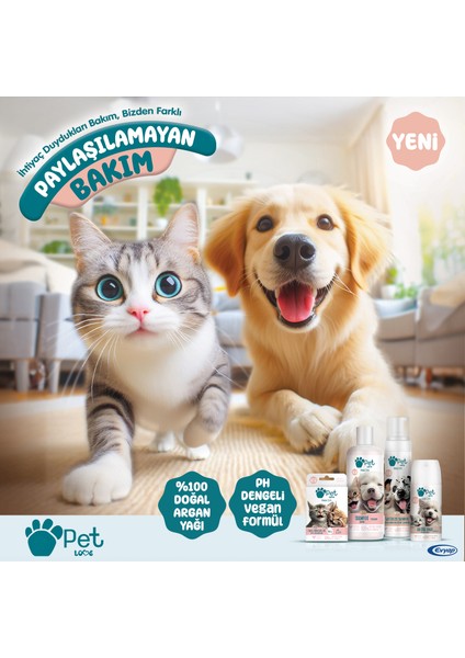 Pet Love Kediler ve Köpekler İçin Tüy Bakım Spreyi Vanilya 150 ml 100% Doğal Argan Yağlı