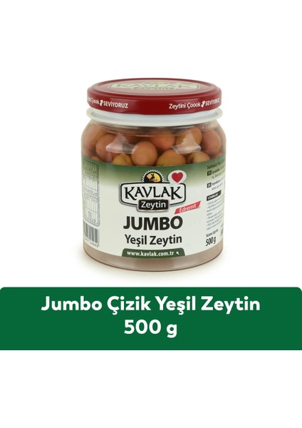 Kavlak Jumbo Edremit Çizik Yeşil Zeytin 500 gr