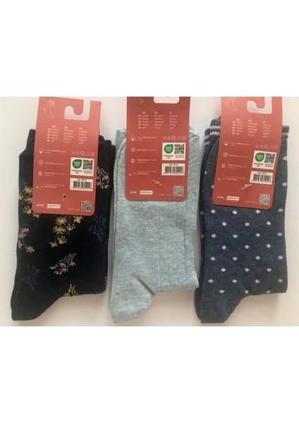 3'lü Desenli Lüks Soket Çorap