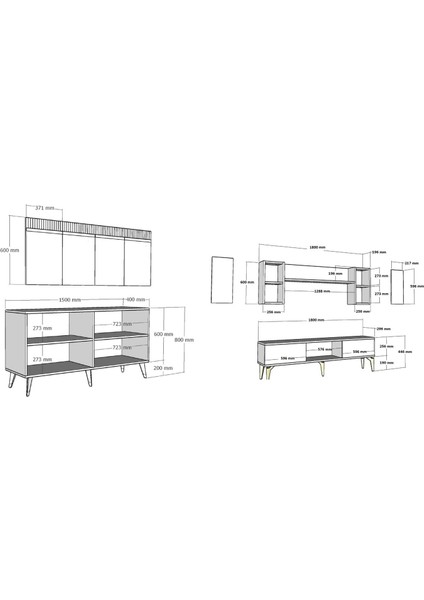 Defne Tv Ünitesi ve Konsol 2'li Salon Takımı Beyaz-Gümüş indirimleri