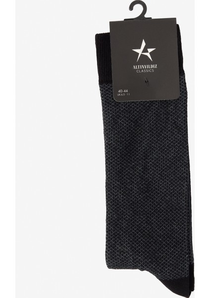 ALTINYILDIZ CLASSICS Erkek Siyah-Gri Desenli Bambulu Soket Çorap