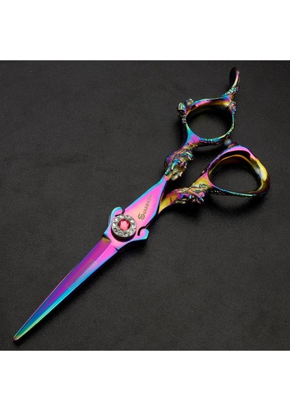 5.5 Inç Kesim Mor Tarzı Scissorairdressing Berber Ors Profesyonel Berber Berber Ors Düz Kesim Tg Altın (Yurt Dışından)