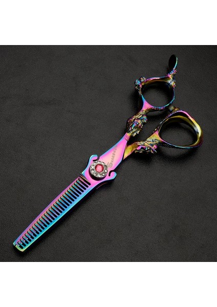 5.5 Inç Ince Mor Tarzı Scissorairdressing Berber Ors Profesyonel Berber Berber Ors Düz Kesim Tg Altın (Yurt Dışından)