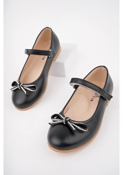 Bıyık Fiyonk Siyah Cilt Kız Çocuk Ayakkabı modelleri