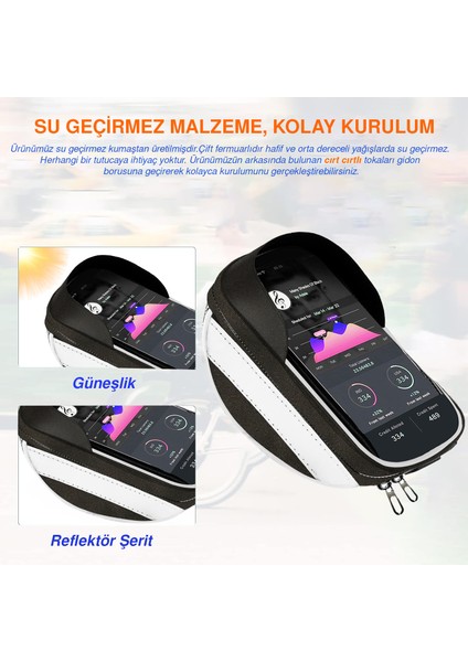 Universal Su Geçirmez Reflektörlü Bisiklet Motosiklet Scooter Telefon Tutucu Fermuarlı Çanta - AL4211 indirimleri