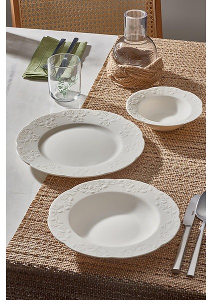 Carmına 24 Parça 6 Kişilik Bone Yemek Takımı