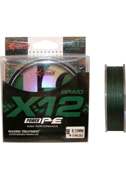 X12 Power Pe 12 Örgü Spin Ip Misina 150MT Dark Green