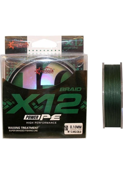 X12 Power Pe 12 Örgü Spin Ip Misina 150MT Dark Green