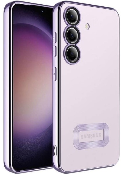 Samsung Galaxy S24 Plus Kılıf Logo Gösteren Kamera Korumalı Silikon Lila