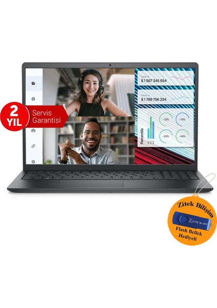 Vostro 3520 I5 1235U 16 GB 1 Tb SSD 15.6 WIN11 Pro N1605PVNB3520_U ZI713 + Zitek 16 GB Flash Bellek