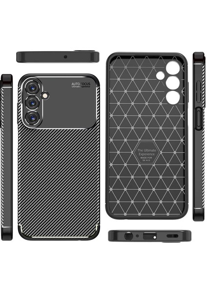 Samsung Galaxy A15 Kılıf Negro Karbon Kamera Korumalı Silikon Lüx+Nano Siyah
