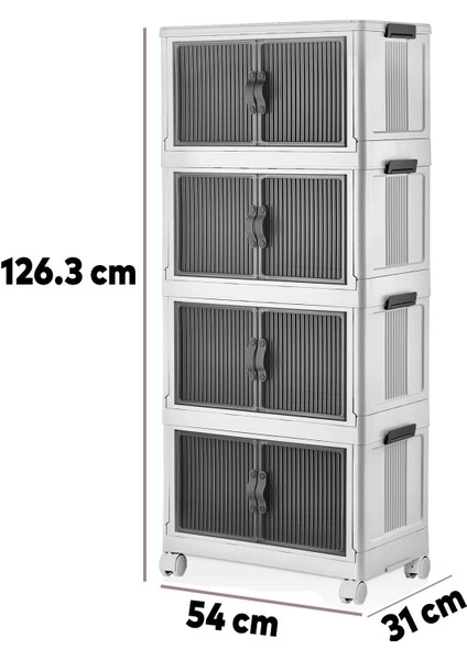 4 Katlı Dolap Saklama Kutusu Sepet Organizer Kapaklı Depolama Düzenleyici Kutu Tekerlekli Beyaz fiyatları