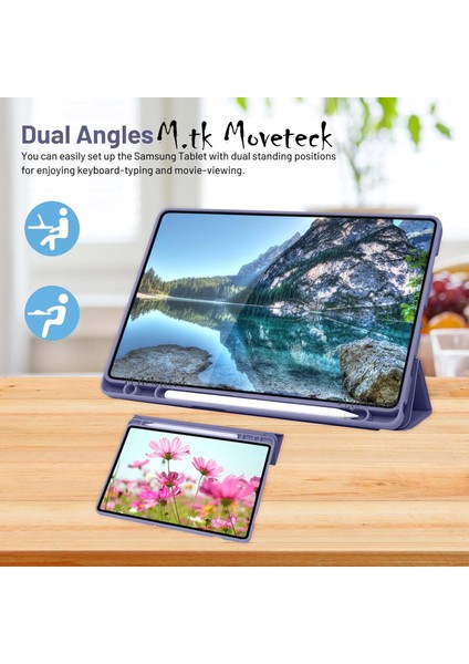 Samsung Galaxy Tab A9 8.7 Inç Kılıf Kalem Bölmeli Yumuşak Silikon Kapak Akıllı Uyku Modlu Üçgen Standlı SM-X110 X113 X115 X117 Tablet Kılıfı 360 Tam Kaplar Pu Deri New