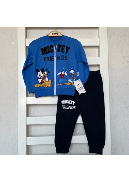 2iplik Mevsimlik, Fermuarlı, Fare Baskılı Alt-Üst Takım, Eşofman Takım