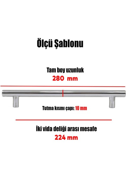 Rosemary Mobilya Mutfak Çekmece Dolap Kapak Kulpu Kulbu 224 mm Inox Metal Kulp