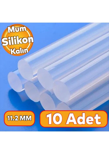 Kalın 10 Adet Mum Silikon 11.2 mm Çubuk Sıcak Silikon Hobi Süs Hediyelik Eşya Maket Yapıştırma