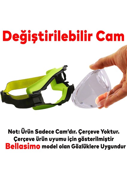 Bellasimo Çerçevesiz Kayak Gözlüğü Camı Lens Değiştirebilir Cam Antifog Güneş Kar Gözlük Camı Şeffaf