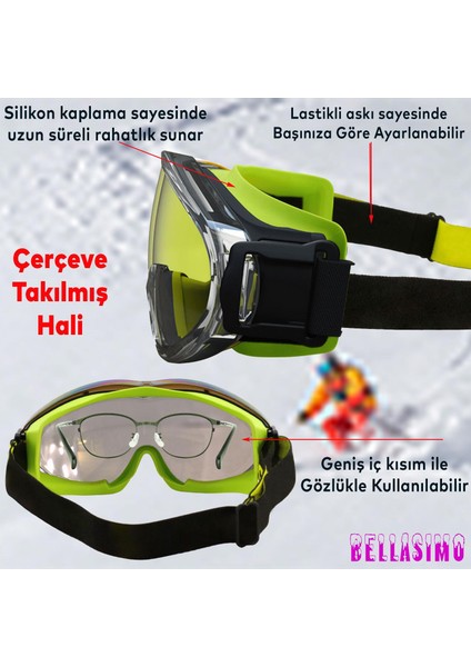 Bellasimo Çerçevesiz Kayak Gözlüğü Camı Lens Değiştirebilir Cam Antifog Güneş Kar Gözlük Camı Şeffaf