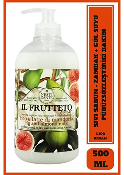 Nesti Dante Sıvı Sabun  IL Frutteto İncir ve Badem Sütlü Arındırıcı Vegan Bakım 500 ml