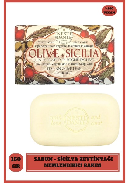 Olivae Di Sicilia Katı Sabun 150 Gr | Nemlendirici | Sicilya Zeytin Özlü