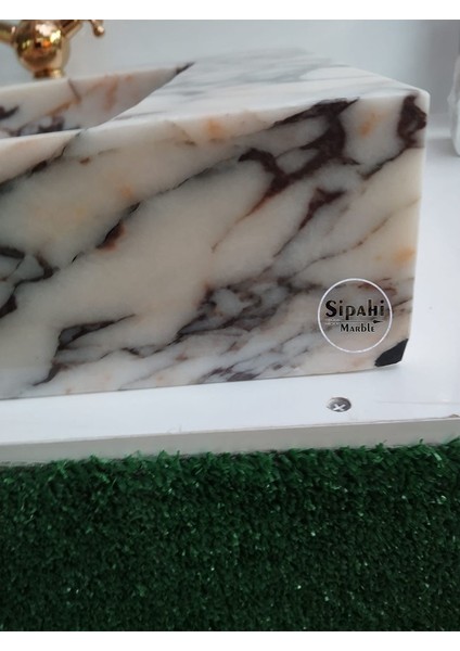 Menekşe Mermer Gizli Giderli Modern Kare Lavabo