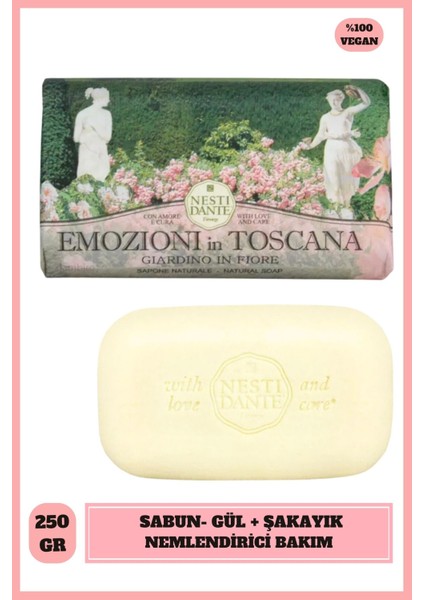 Emozioni in Toscana Gıardıno ın Fıore Katı Sabun 250gr | Nemlendirici | Gül ve Şakayık