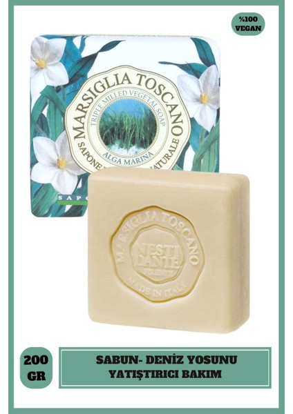 Marsiglia Toscano Alga Marina Katı Sabun 200 gr | Yatıştırıcı | Deniz Yosunu