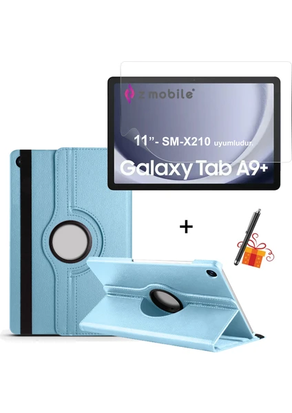 Galaxy Tab A9+ Plus 11” SM-X210 Uyumlu Tablet Kılıfı Ekran Koruyucu Kalem Hediyeli Set Kapaklı Stand