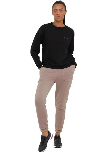 Siyah Kadın Bisiklet Yaka Basic Sweatshirt  VO101503793