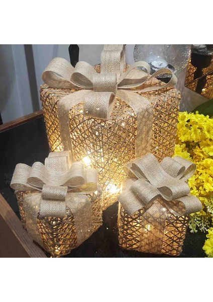 Yılbaşı Ağacı Altı 3 Lü LED Işıklı Kutu