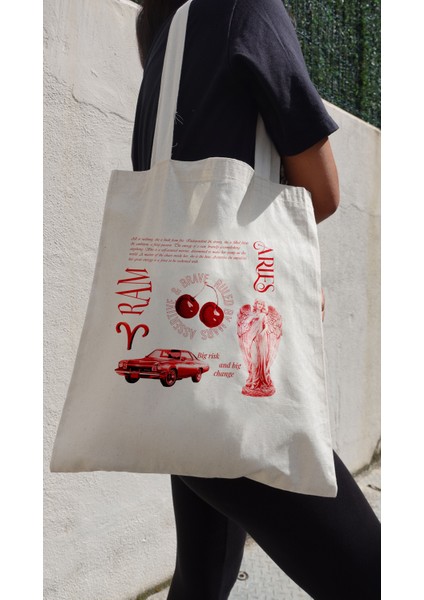 Koç Burcu Enerjisi: Özel Tasarım Çantamız Aries Tote Bag, Bez Çanta fiyatları