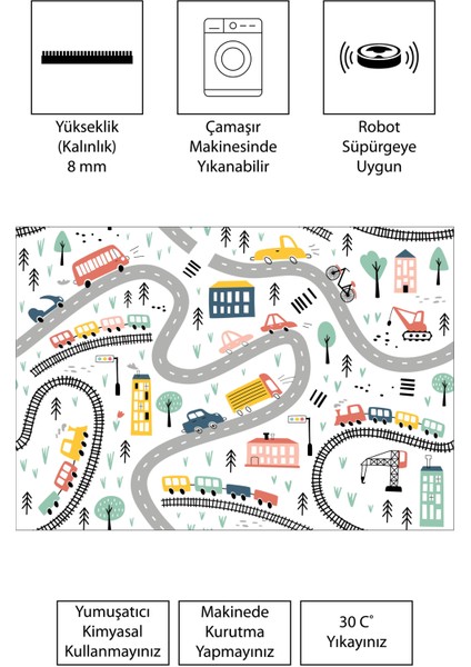 Dijital Baskı Kaymaz Taban Makinede Yıkanabilir Çocuk Odası Halısı Bebek Odası Halısı