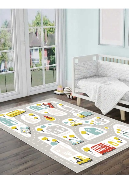 Dijital Baskı Kaymaz Taban Makinede Yıkanabilir Çocuk Odası Halısı Bebek Odası Halısı