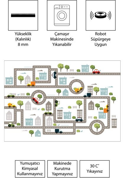 Dijital Baskı Kaymaz Taban Makinede Yıkanabilir Çocuk Odası Halısı Bebek Odası Halısı