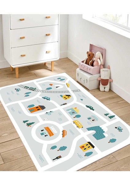 Dijital Baskı Kaymaz Taban Makinede Yıkanabilir Çocuk Odası Halısı Bebek Odası Halısı