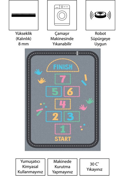 Dijital Baskı Kaymaz Taban Makinede Yıkanabilir Çocuk Odası Halısı Bebek Odası Halısı modelleri