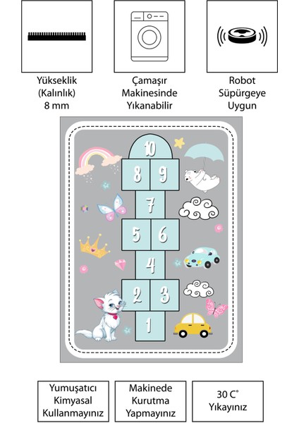 Dijital Baskı Kaymaz Taban Makinede Yıkanabilir Çocuk Odası Halısı Bebek Odası Halısı modelleri