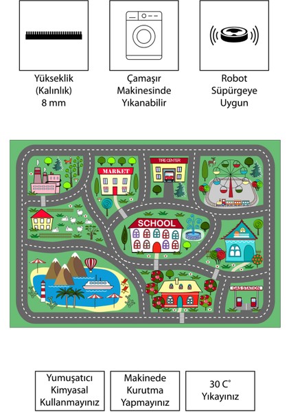 Dijital Baskı Kaymaz Taban Makinede Yıkanabilir Çocuk Odası Halısı Bebek Odası Halısı modelleri