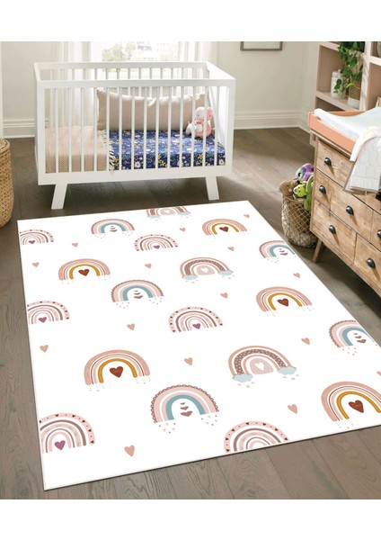 Dijital Baskı Kaymaz Taban Makinede Yıkanabilir Çocuk Odası Halısı Bebek Odası Halısı