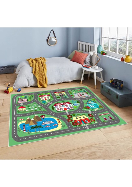 Dijital Baskı Kaymaz Taban Makinede Yıkanabilir Çocuk Odası Halısı Bebek Odası Halısı