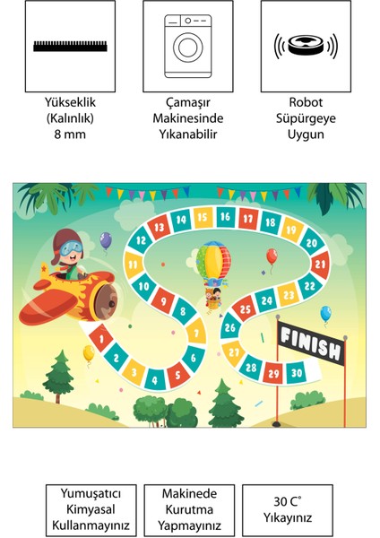 Dijital Baskı Kaymaz Taban Makinede Yıkanabilir Çocuk Odası Halısı Bebek Odası Halısı