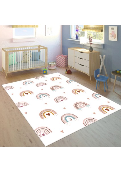 Dijital Baskı Kaymaz Taban Makinede Yıkanabilir Çocuk Odası Halısı Bebek Odası Halısı