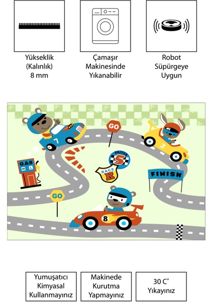 Dijital Baskı Kaymaz Taban Makinede Yıkanabilir Çocuk Odası Halısı Bebek Odası Halısı