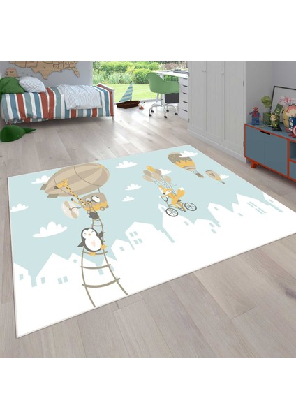 Dijital Baskı Kaymaz Taban Makinede Yıkanabilir Çocuk Odası Halısı Bebek Odası Halısı
