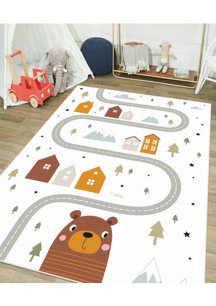 Dijital Baskı Kaymaz Taban Makinede Yıkanabilir Çocuk Odası Halısı Bebek Odası Halısı