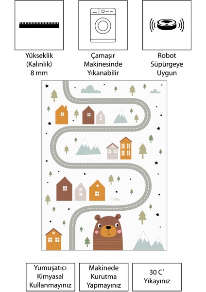Dijital Baskı Kaymaz Taban Makinede Yıkanabilir Çocuk Odası Halısı Bebek Odası Halısı modelleri