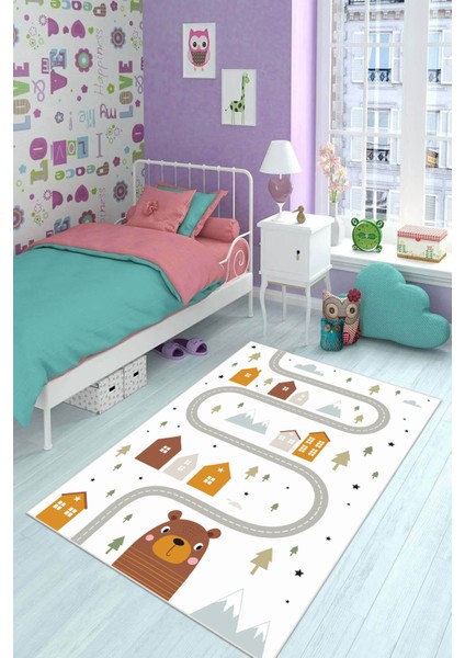 Dijital Baskı Kaymaz Taban Makinede Yıkanabilir Çocuk Odası Halısı Bebek Odası Halısı