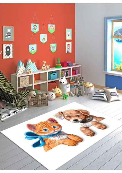 Dijital Baskı Kaymaz Taban Makinede Yıkanabilir Çocuk Odası Halısı Bebek Odası Halısı