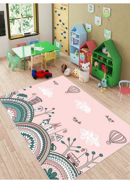 Dijital Baskı Kaymaz Taban Makinede Yıkanabilir Çocuk Odası Halısı Bebek Odası Halısı